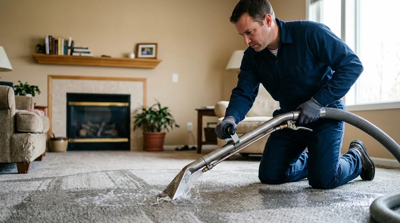 Water damage restoration technician working near Wrights, IL